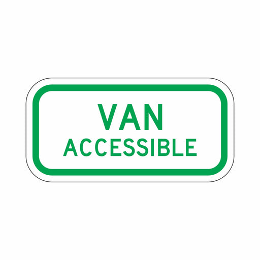 Van Accessible Sign (White with Green border and text