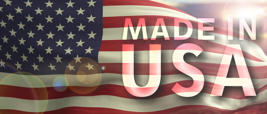 Made In USA with American Flag Background